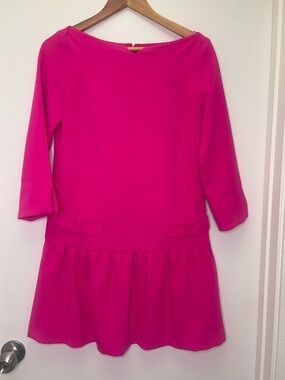 Victoria Beckham x Target Pink Mini Dress XS Hot Pink Drop Waist Pleated Skirt